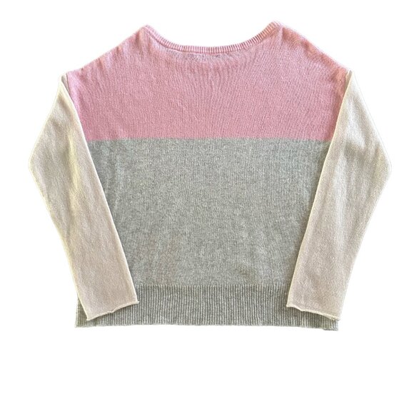 ATM pink/cream/grey colour block cashmere sweater, M - Picture 4 of 7